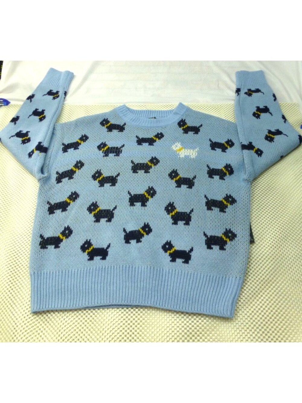 NWT Stranger Things No Boundaries Scottie Dog Sweater Blue M Netflix Ribbed Knit